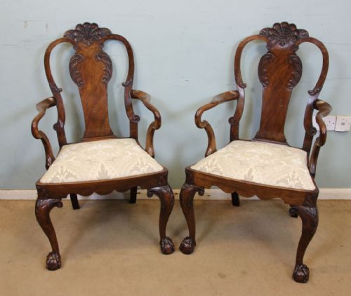 fig 1. Antique Set Eight Late Victorian Walnut Dining Chairs