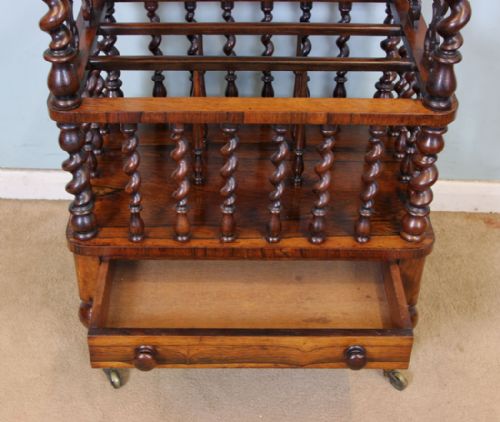 ANTIQUE VICTORIAN ROSEWOOD CANTERBURY WHATNOT - ADDITIONAL PHOTO 6