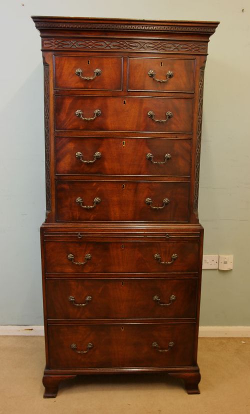 Antique Mahogany Chest Drawers Chippendale Style Chest on Chest Tallboy