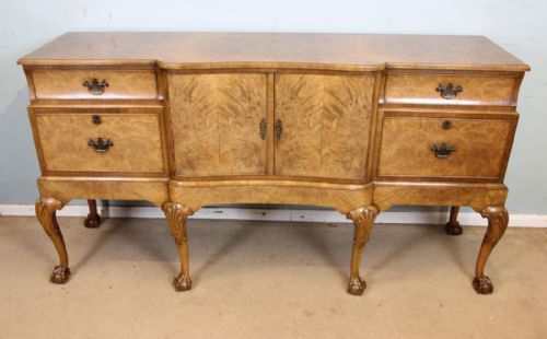 Large Burr Walnut Chiffonier Sideboard Server Queen Anne Style