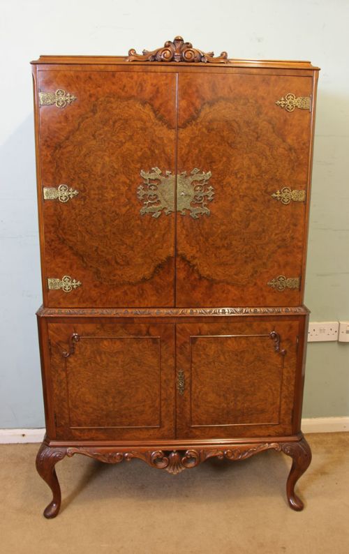 Burr Walnut Cocktail Drinks Cabinet