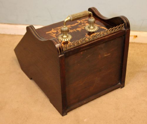 ANTIQUE ROSEWOOD INLAID COAL BOX - ADDITIONAL PHOTO 2