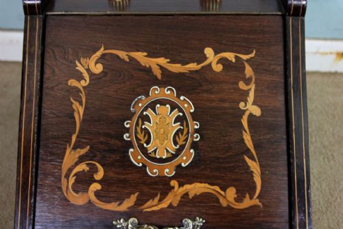 ANTIQUE ROSEWOOD INLAID COAL BOX - ADDITIONAL PHOTO 6