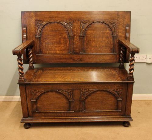 Antique Oak Monks Bench Settle