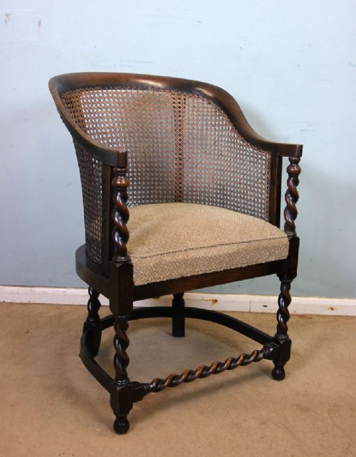 Oak Bergere Desk Tub Armchair