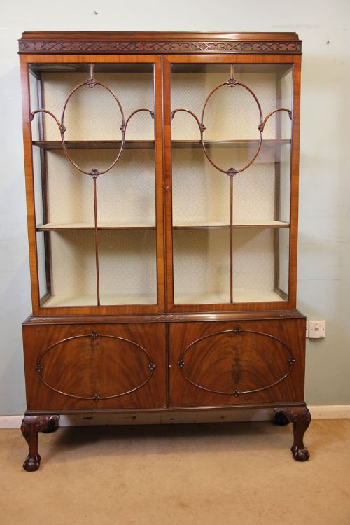 Antique Mahogany China Display Cabinet.