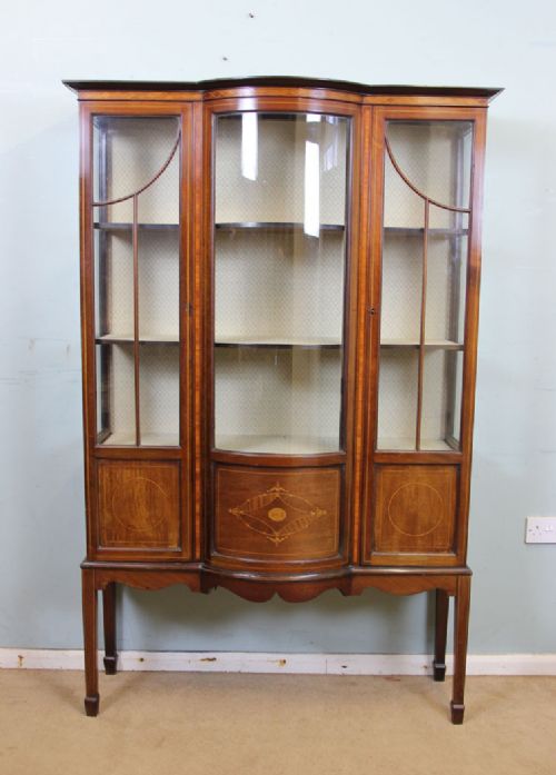 Antique Edwardian Mahogany Inlaid Display Cabinet