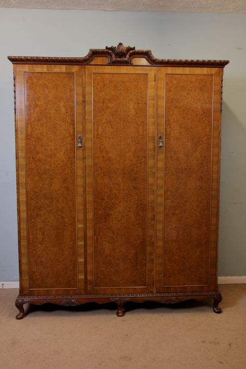 Burr Walnut Triple Hanging Wardrobe