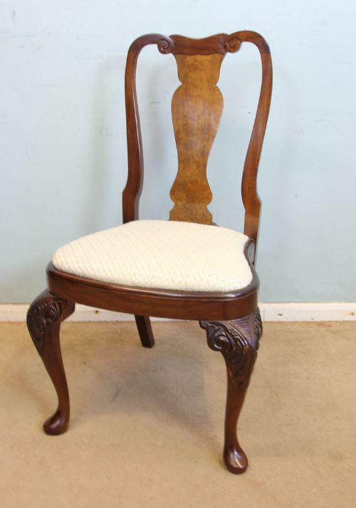 fig 1. Set Six Queen Anne Style Walnut Dining Chairs