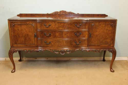 Burr Walnut Queen Anne Style Sideboard.