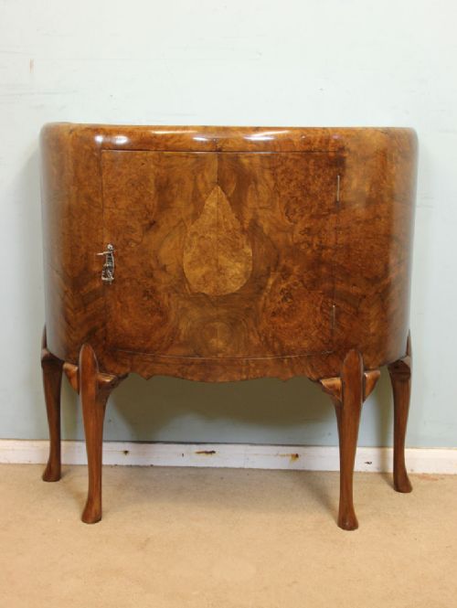 Burr Walnut Bow Front Demi Lune Sideboard