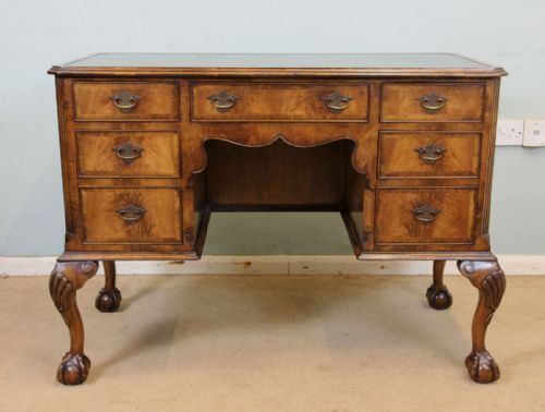 Figured Walnut Kneehole Writing Desk
