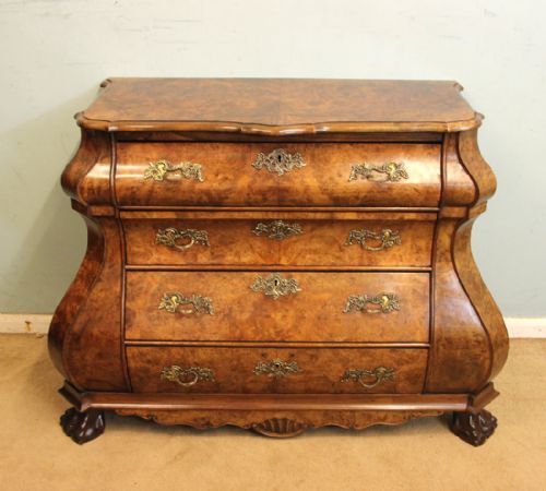 Dutch Bombe Burr Walnut Chest of Drawers,