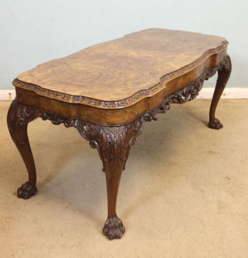 Queen Anne Style Burr Walnut Coffee Table