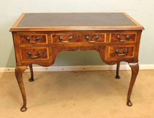 Figured Walnut Kneehole Writing Desk