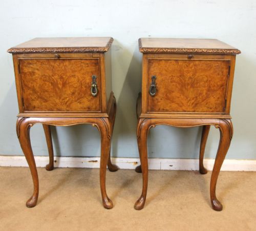 Pair of Burr Walnut Bedside Cabinets.
