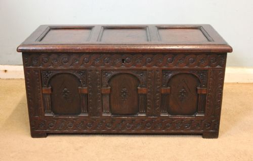 Small Carved Walnut Chest Coffer