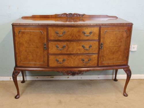 Queen Anne Style Burr Walnut Sideboard Server