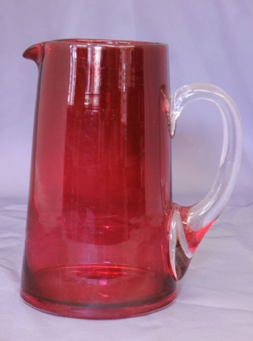 Antique Victorian Cranberry Ruby Glass Jug.
