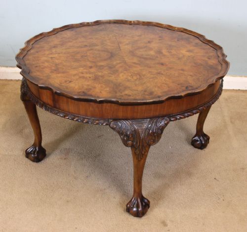 Queen Anne Style Burr Walnut Coffee Table.