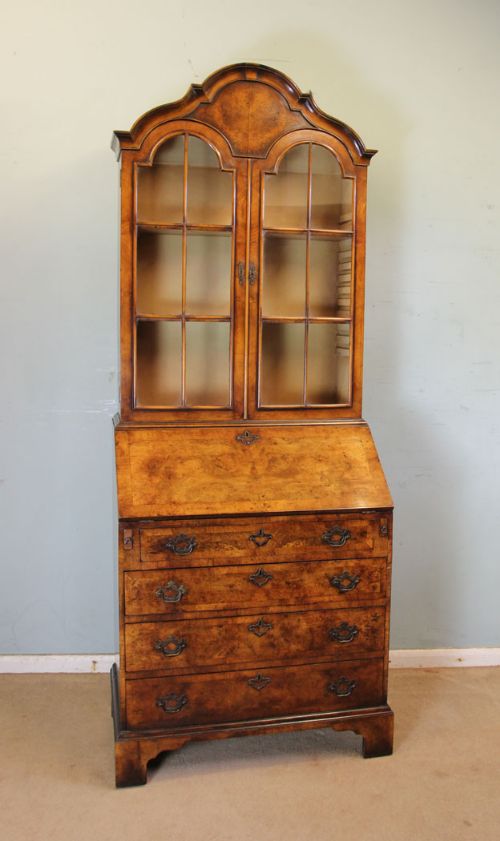 Burr Walnut Bureau Bookcase