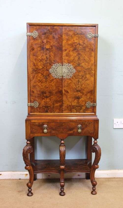 Antique Figured Walnut Side Cabinet