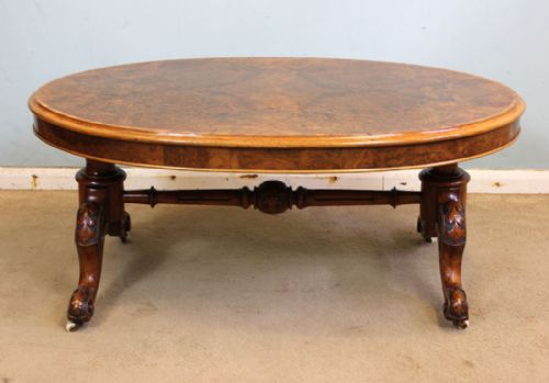 Antique Victorian Burr Walnut Coffee Table.