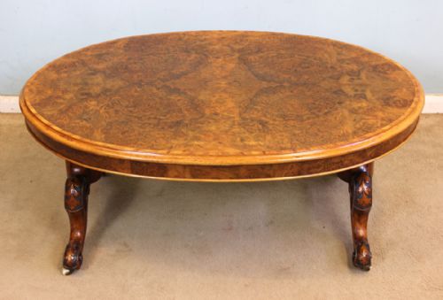 fig 1. Antique Victorian Burr Walnut Coffee Table. 