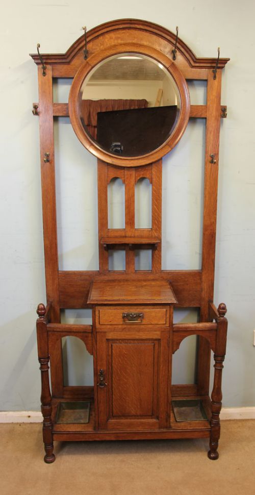 Antique Oak Hall Stand Umbrella / Stick Stand