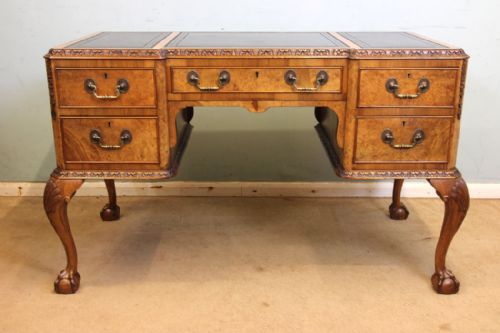 Queen Anne Style Burr Walnut Writing Desk