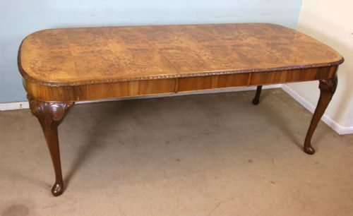 Burr Walnut Extending Dining Table