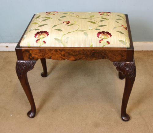Burr Walnut Queen Anne Style Stool