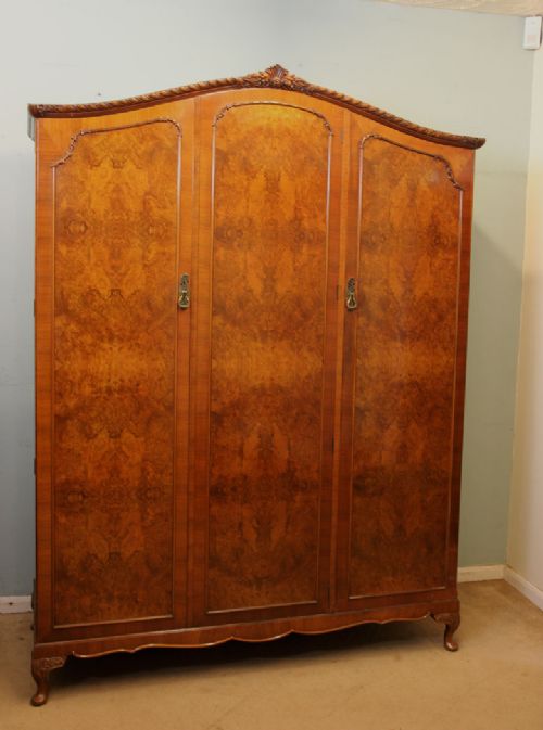 Quality Burr Walnut Triple Wardrobe