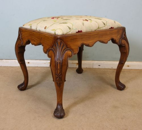 Queen Anne Style Walnut Dressing Table Stool