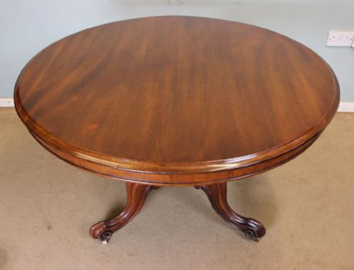 Antique Victorian Small Mahogany Pedestal Dining Table