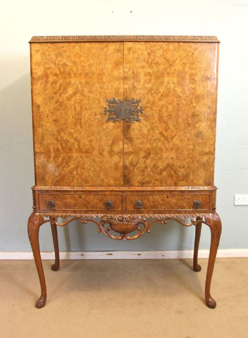 Burr Walnut Cocktail Drinks Cabinet
