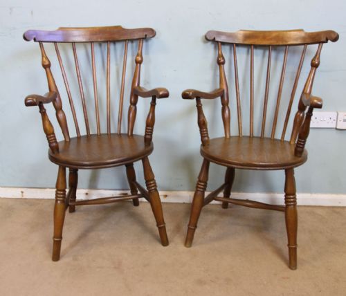 Pair Country Windsor Kitchen Chairs
