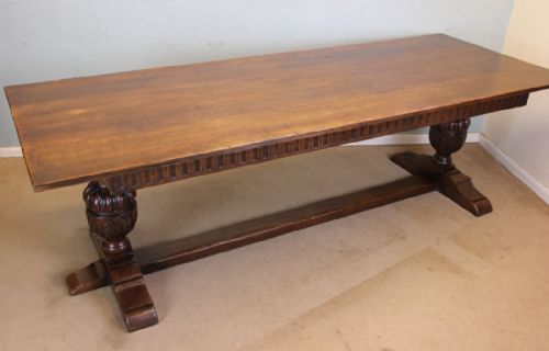 Antique Large Oak Refectory Farmhouse Dining Table