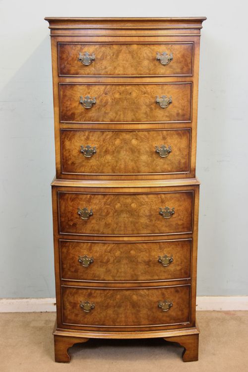 Burr Walnut Chest on Chest