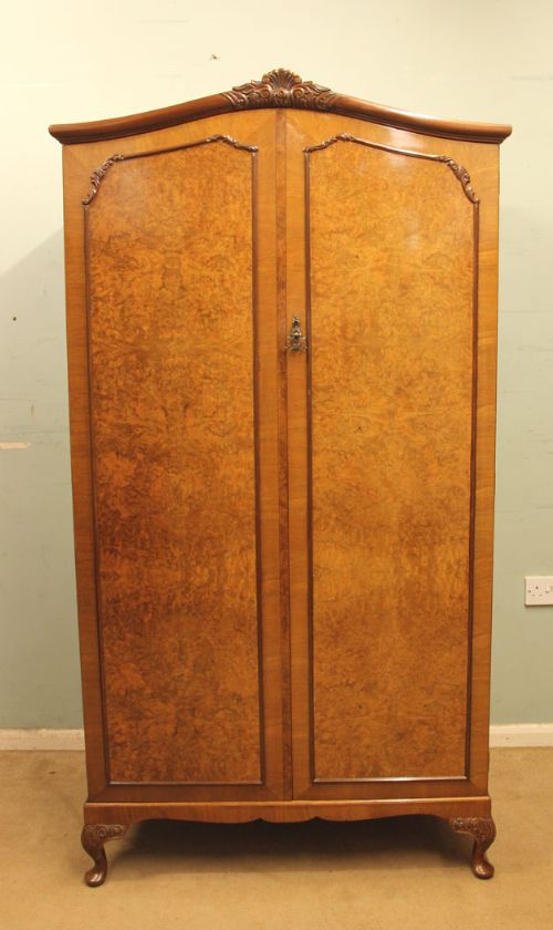 Burr Walnut Double Hanging Wardrobe