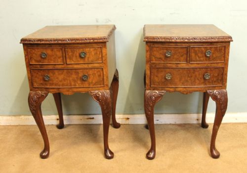 Pair of Burr Walnut Bedside Tables
