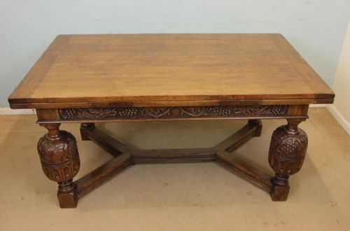 Large Oak Draw Leaf Refectory Farmhouse Dining Table