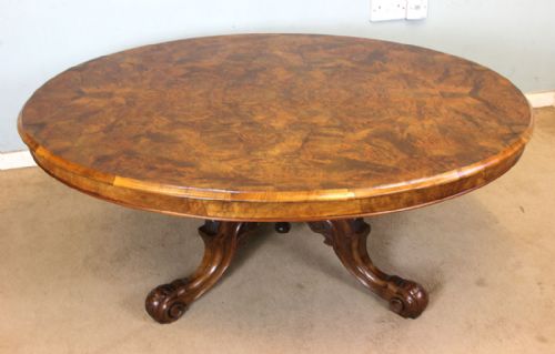 Antique Victorian Burr Walnut Coffee Table.