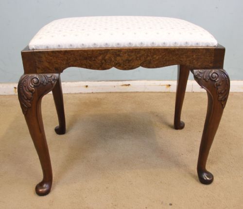 Queen Anne Style Walnut Dressing Table Stool