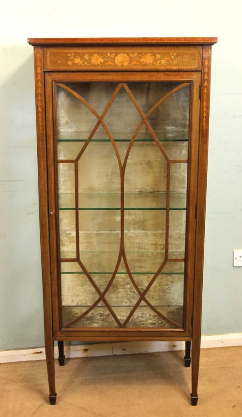 Antique Edwardian Quality Inlaid Mahogany Display Cabinet