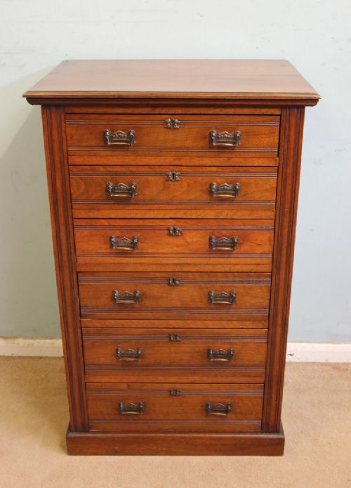Antique Walnut Tall Slim Chest of Drawers