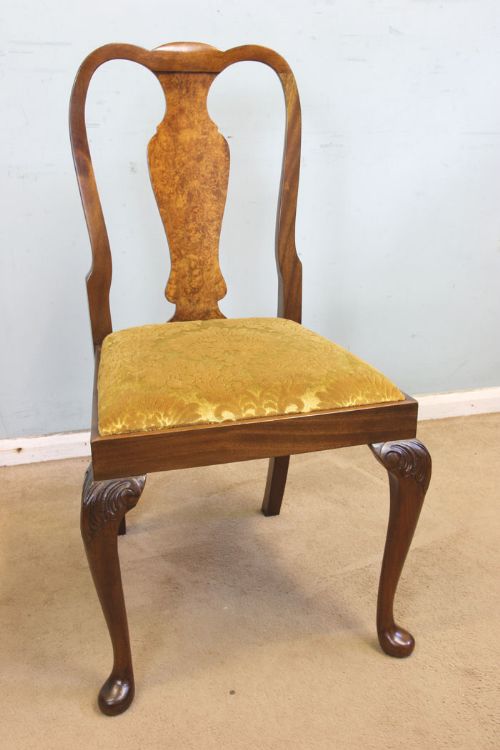 fig 1. Set of Six Queen Anne Style Walnut Dining Chairs