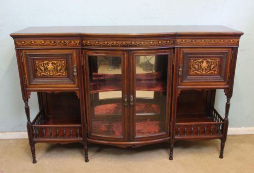 Antique Mahogany Bow Front Inlaid Sideboard