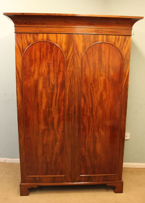 Antique Victorian Mahogany Hanging Two Door Wardrobe