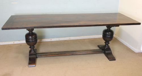 Antique Large Solid Oak Refectory Farmhouse Dining Table